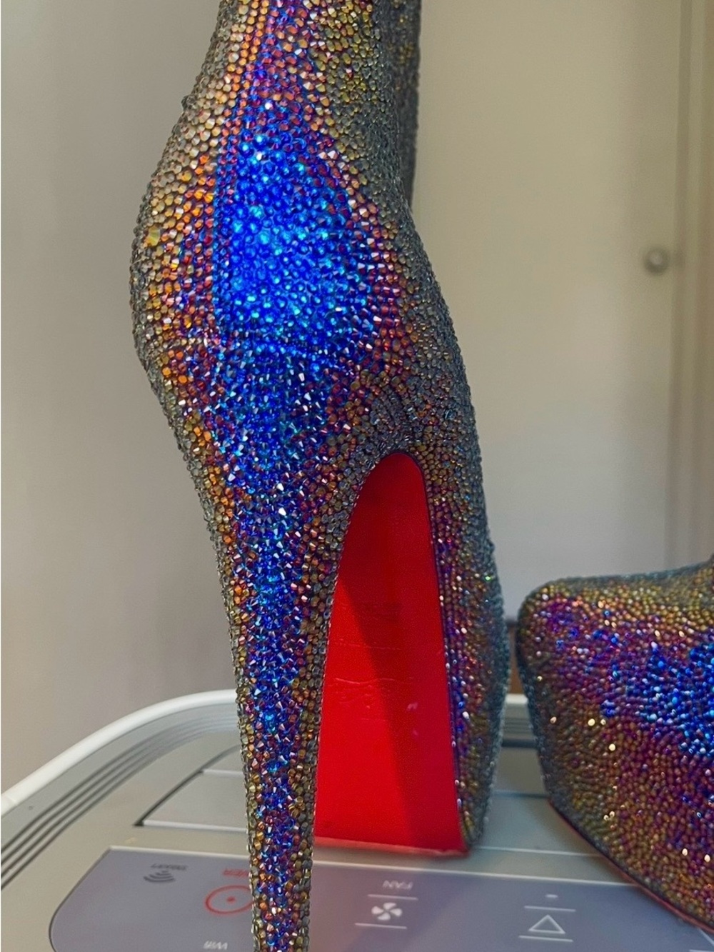 Christian Louboutin Iridescent Blue Crystal Platform Ankle Boots - Picture 10 of 16